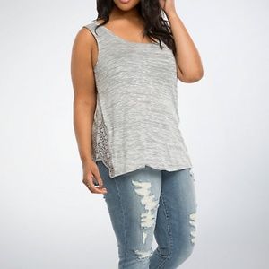 Torrid - Knit Crochet Tank Top - Gray - 3